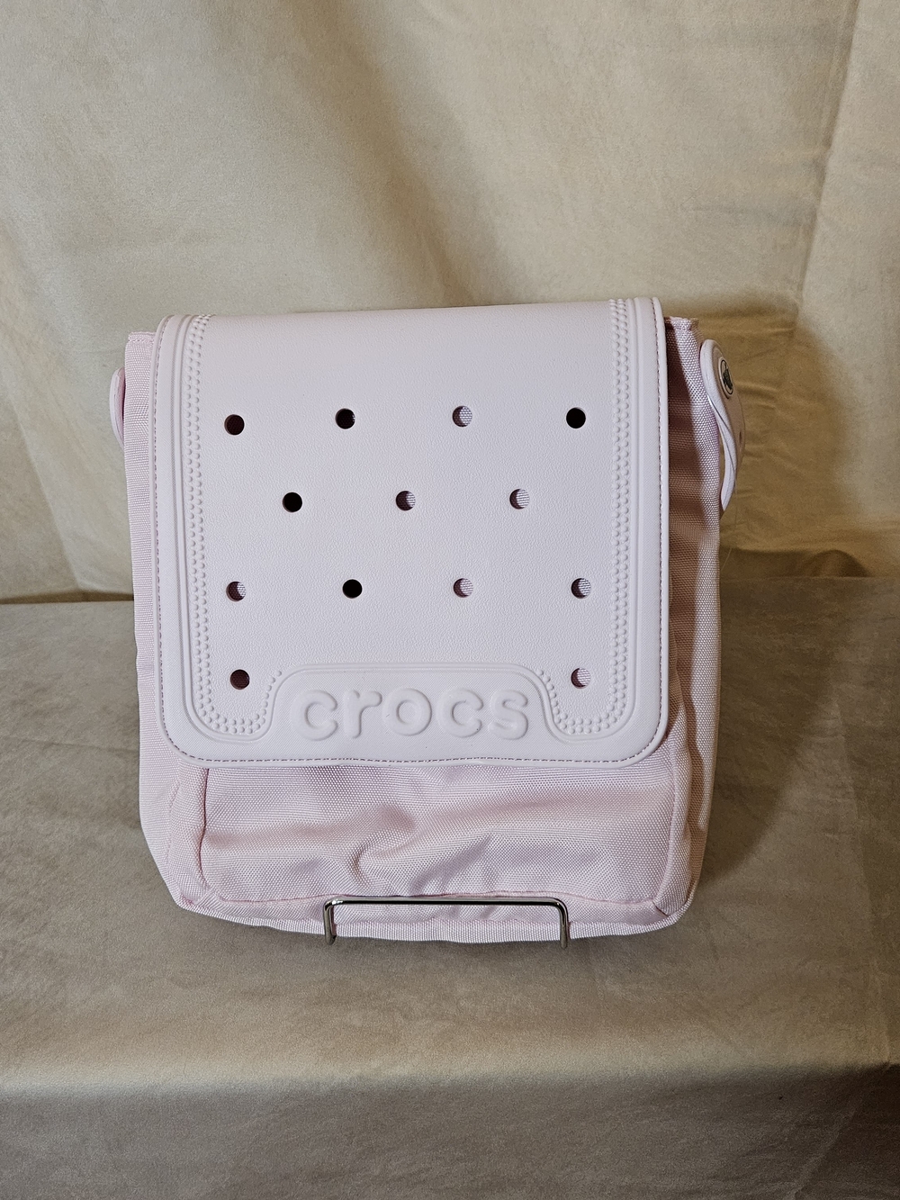 CROCS Pastel Pink Crossbody Bag with Perforated Flap